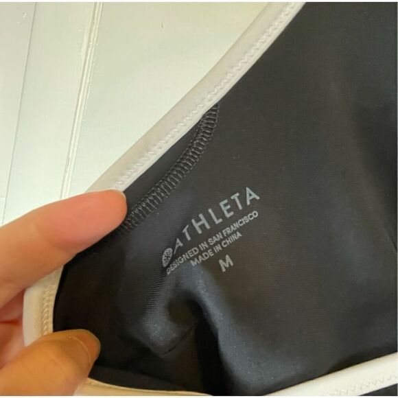 Athleta black swimsuit with white trim and cross cross back size M - Picture 8 of 10